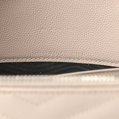 Saint Laurent Grain De Poudre Matelasse Chevron Monogram Envelope Chain Wallet Nude Powder 8 of 17