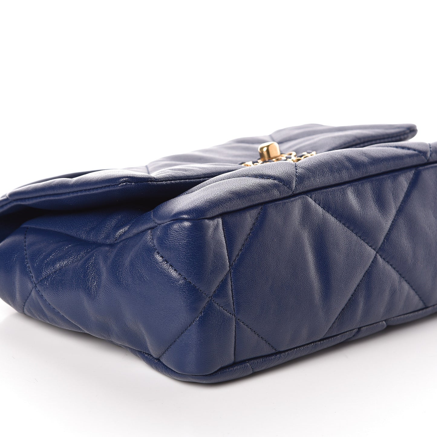 Goatskin Quilted Medium 19 Flap Dark Blue