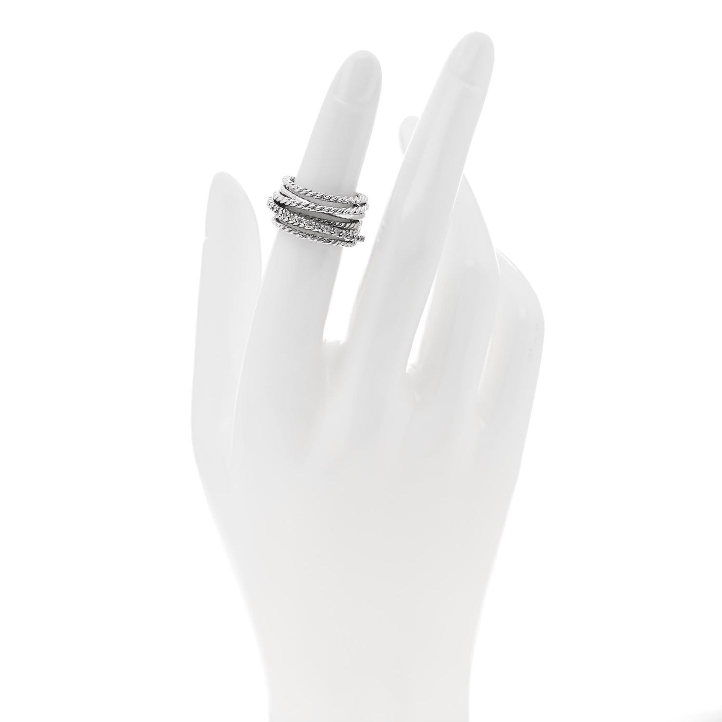 Sterling Silver Diamond 11mm Wide Crossover Cable Ring 48 4.5