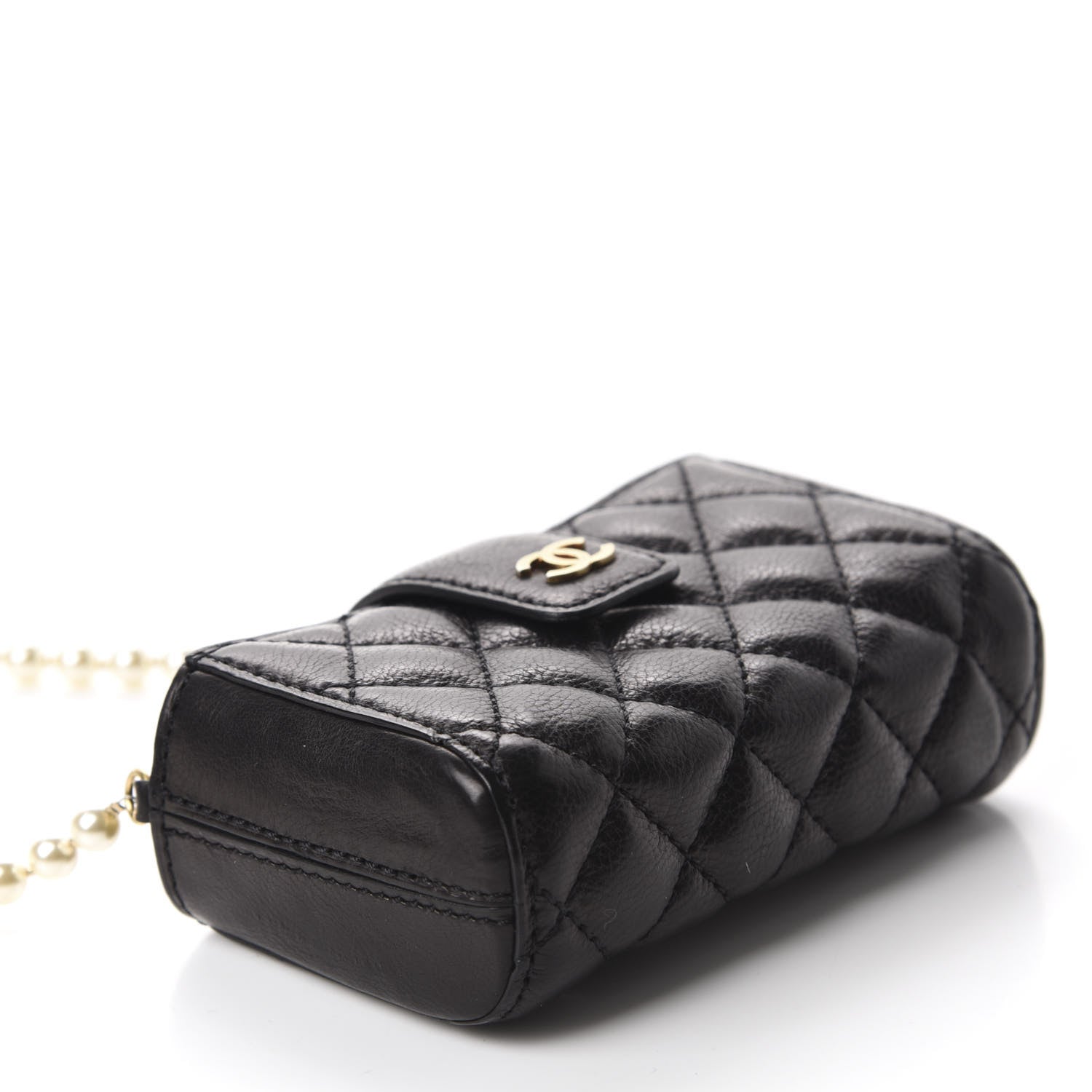 Chanel Calfskin Quilted Pearl Chain Love Symbols Mini Bag Black 4 of 11