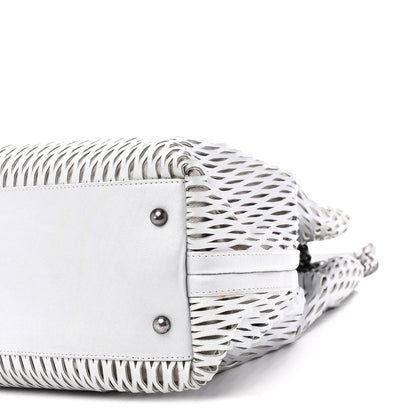 Chanel Calfskin Laser Cut Perforated CC Tote Silver 10 of 10