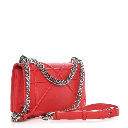 Christian Dior Grained Calfskin Medium Diorama Flap Bag Red 3 of 8