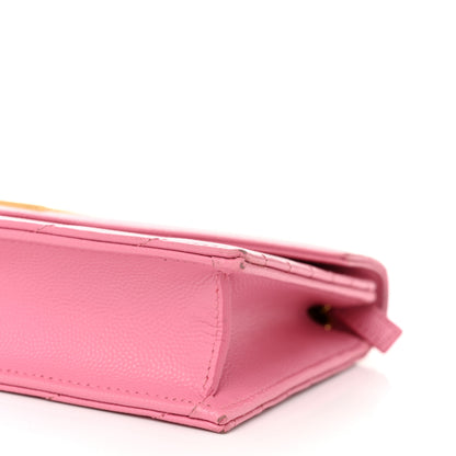 Saint Laurent Grain De Poudre Matelasse Chevron Monogram Envelope Chain Wallet Indian Pink 11 of 11