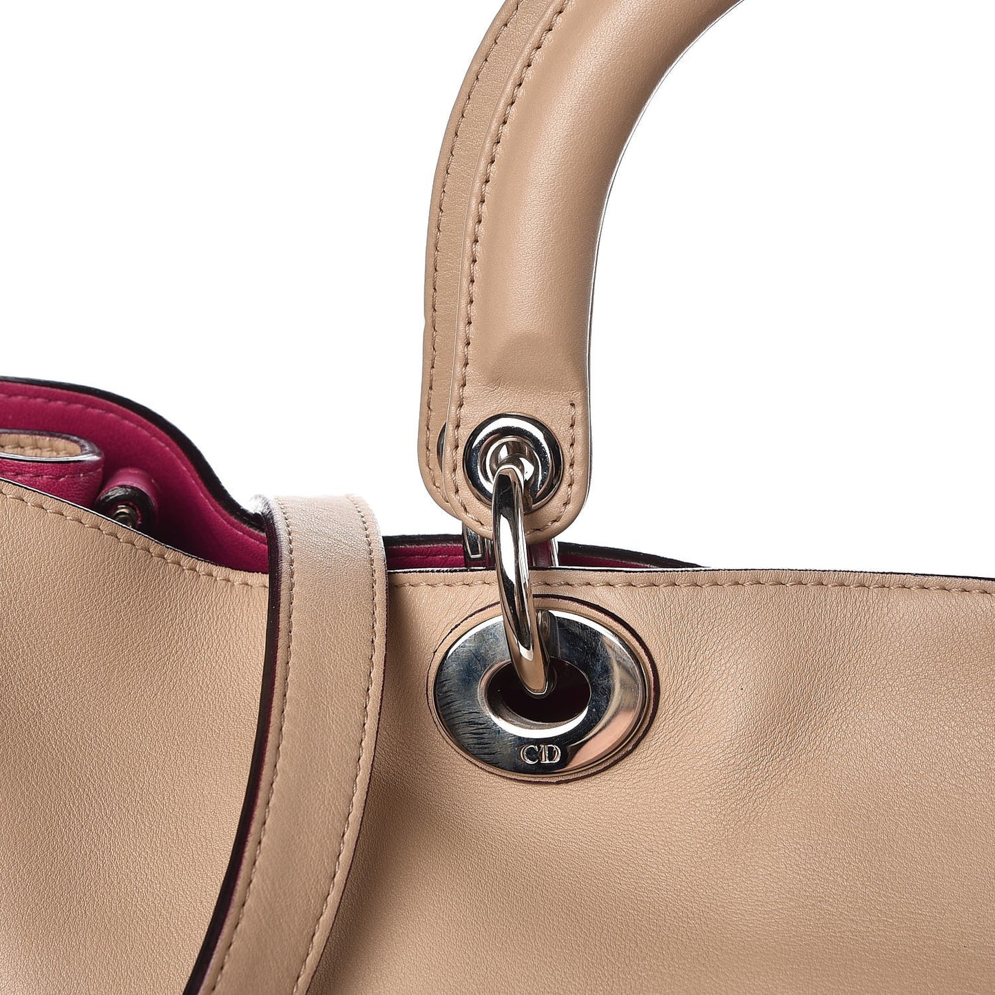 Smooth Calfskin Large Diorissimo Tote Beige Fuchsia