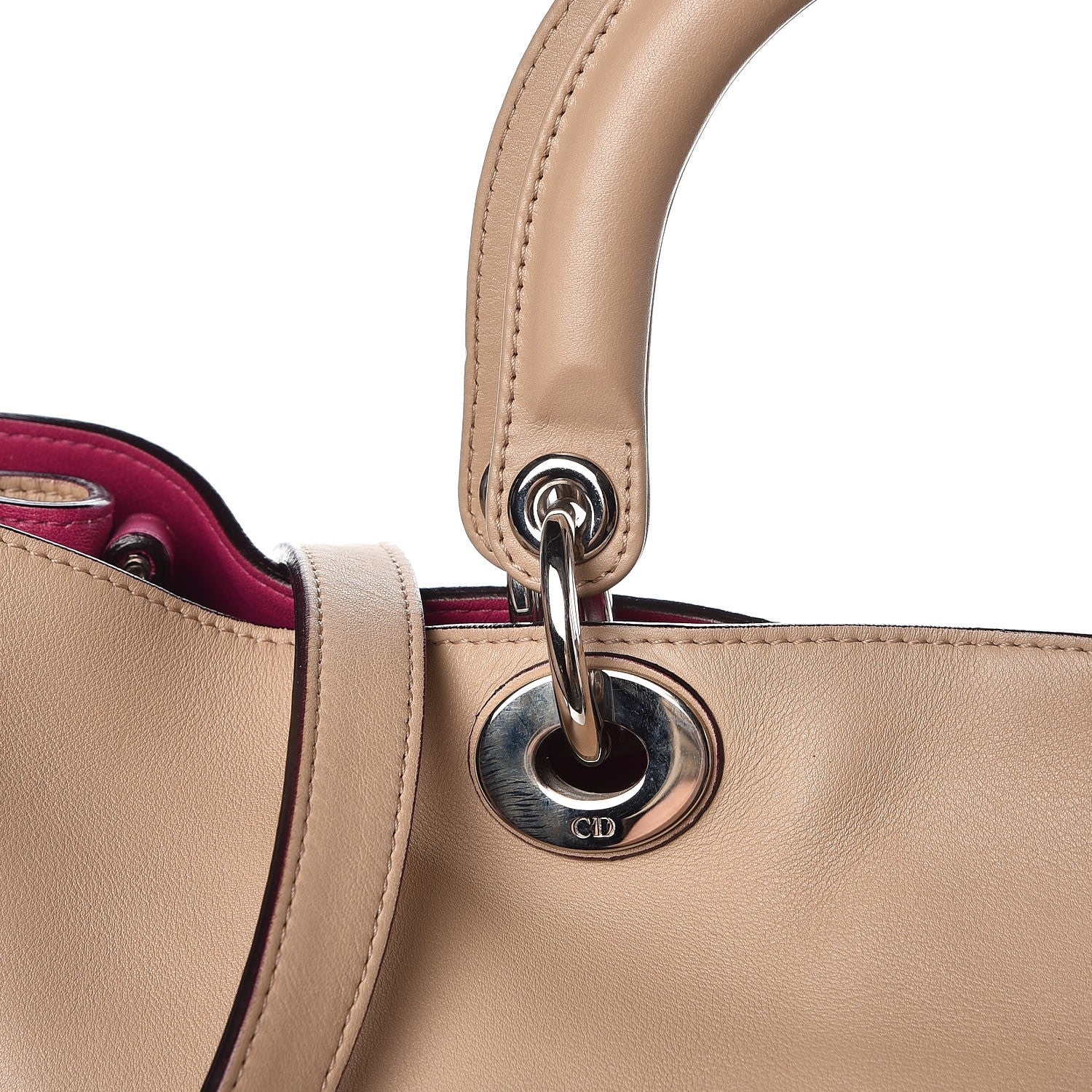 Christian Dior Smooth Calfskin Large Diorissimo Tote Beige Fuchsia 11 of 13