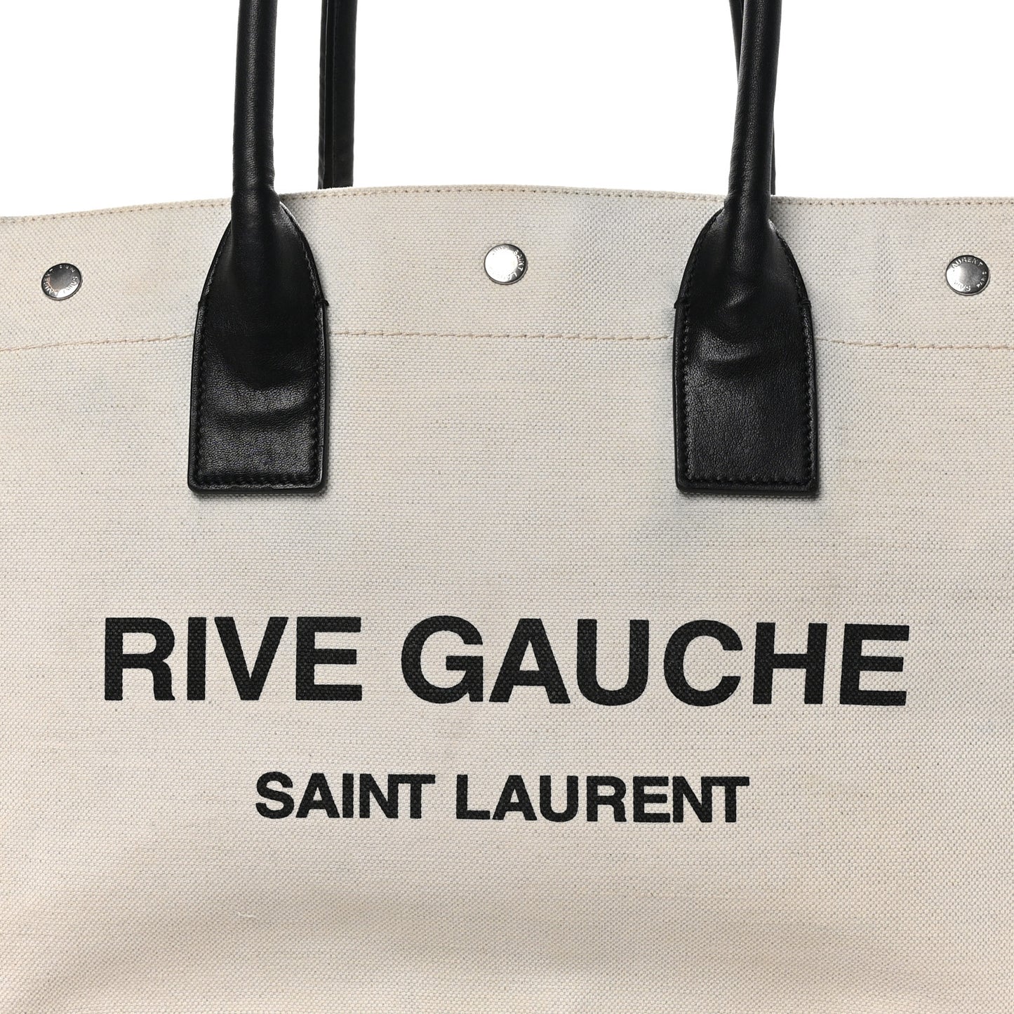 Linen Calfskin Small Rive Gauche Tote Greggio Natural