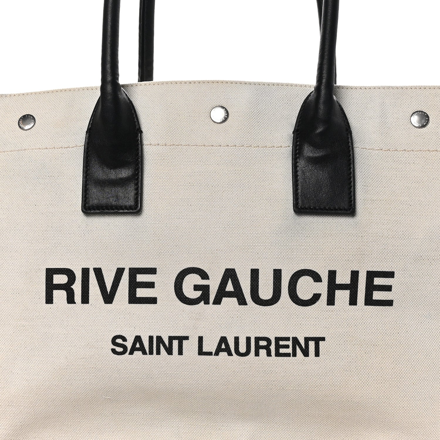 Saint Laurent Linen Calfskin Small Rive Gauche Tote Greggio Natural 7 of 13