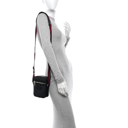 Gucci GG Supreme Monogram Appia Calfskin Web Small Camera Messenger Bag Black Grey 2 of 12