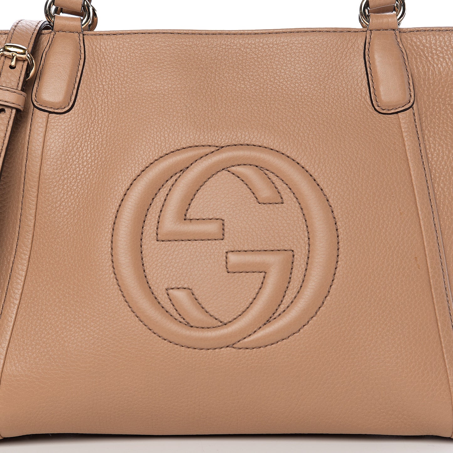 Pebbled Calfskin Small Soho Top Handle Bag Camelia