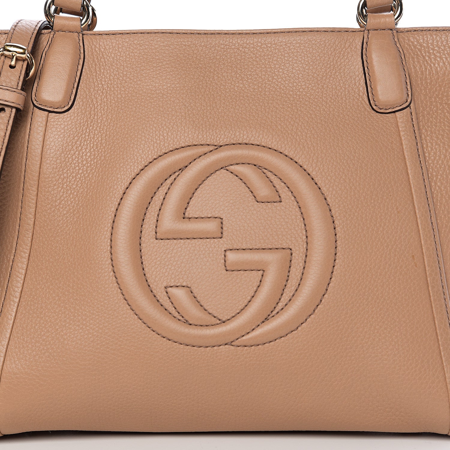 Gucci Pebbled Calfskin Small Soho Top Handle Bag Camelia 7 of 9