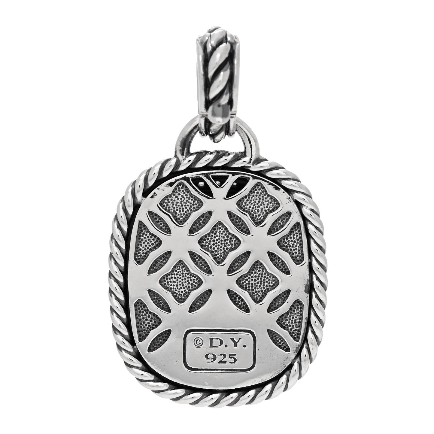 Sterling Silver Diamond Black Onyx 20mm Albion Pendant