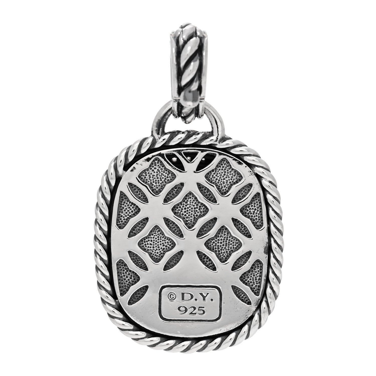 David Yurman Sterling Silver Diamond Black Onyx 20mm Albion Pendant 3 of 3
