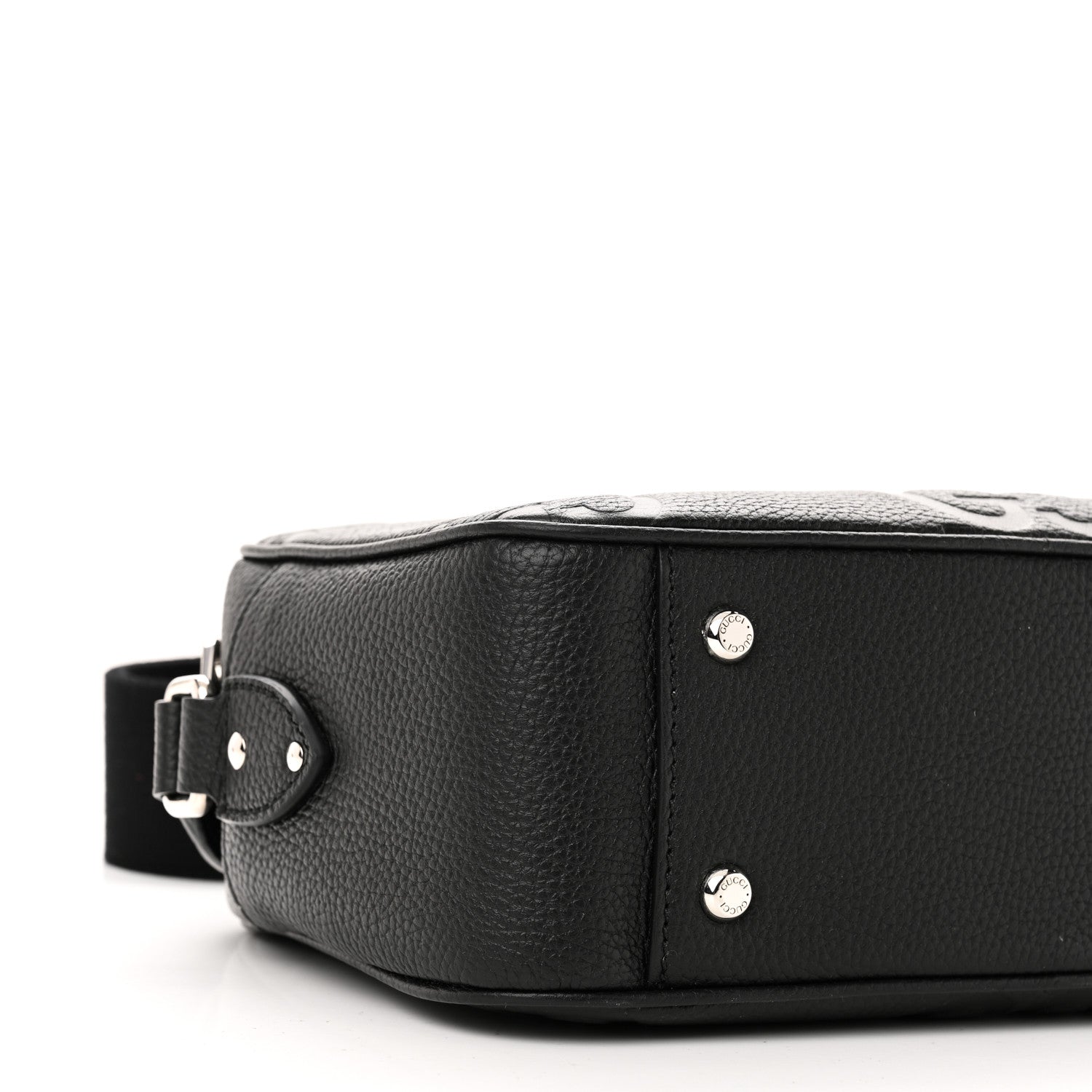 Gucci Piuma Calfskin Jumbo GG Embossed Medium Messenger Bag Black 9 of 10