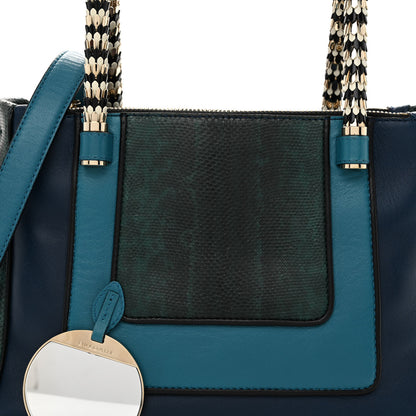 Bulgari Nappa Karung Serpenti Medium Top Handle Tote Blue Green Multicolor 7 of 9