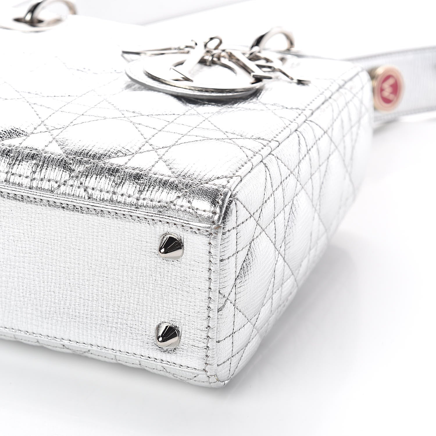 Christian Dior Metallic Grained Calfskin Cannage Small Lucky Badges My Lady Dior Silver 8 of 9