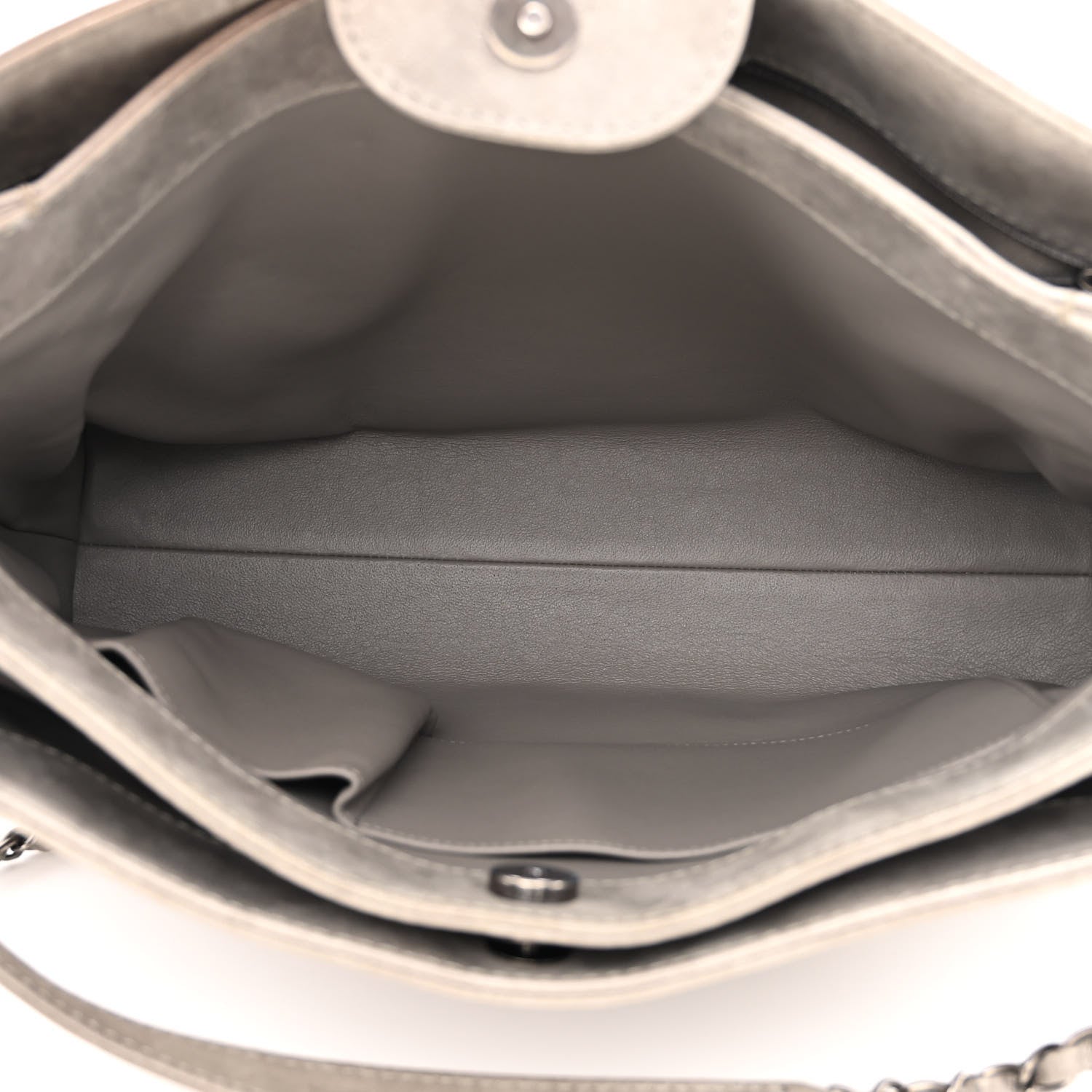 Chanel Iridescent Calfskin CC East West Shopping Tote Light Grey 6 of 11