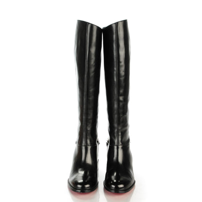 Christian Louboutin Calfskin Cate Chain Flat Tall Boots 37 Black 2 of 7