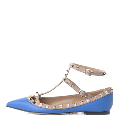 Valentino Garavani Nappa Rockstud Cage Ballerina Flats 36.5 Light Sapphire Poudre 1 of 8