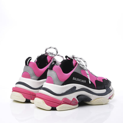 Balenciaga Fabric Mesh Womens Triple S Sneakers 39 Fluo Pink Grey White 4 of 8