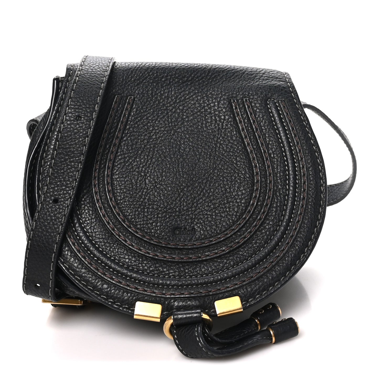 Calfskin Mini Marcie Round Crossbody Bag Black