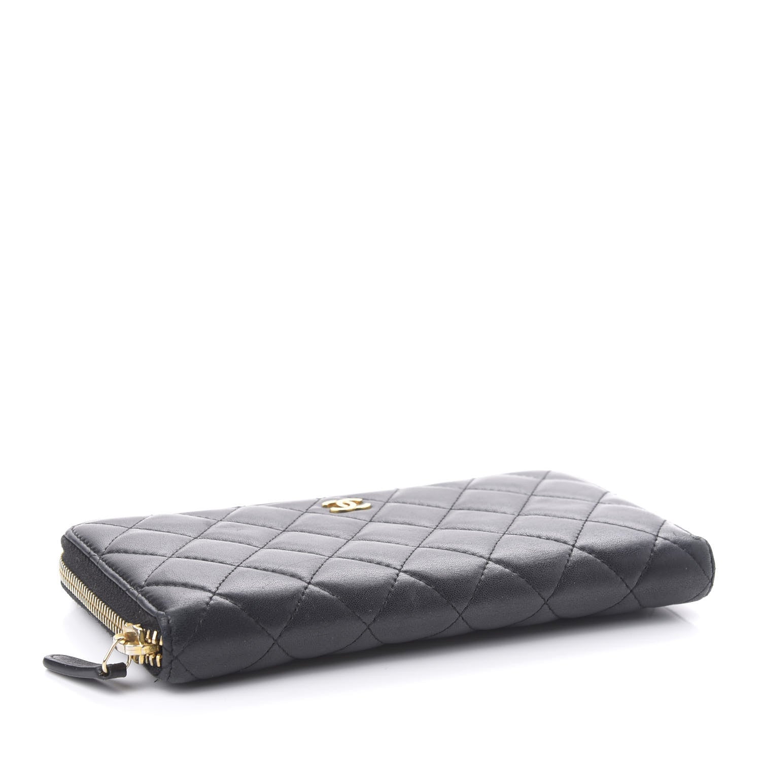 Chanel Lambskin Quilted Large Gusset Zip Around Wallet Black 4 of 8