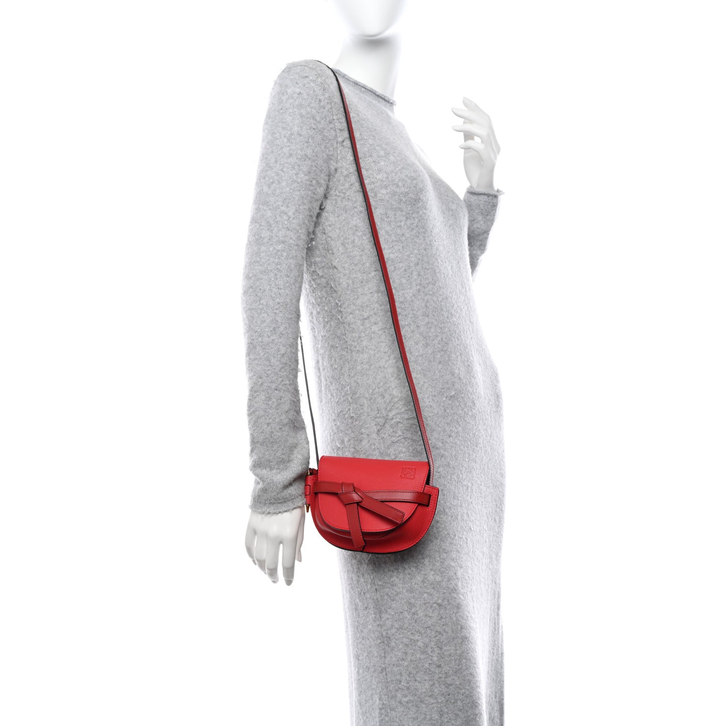 Grained Calfskin Mini Gate Crossbody Bag Scarlet Burnt Red