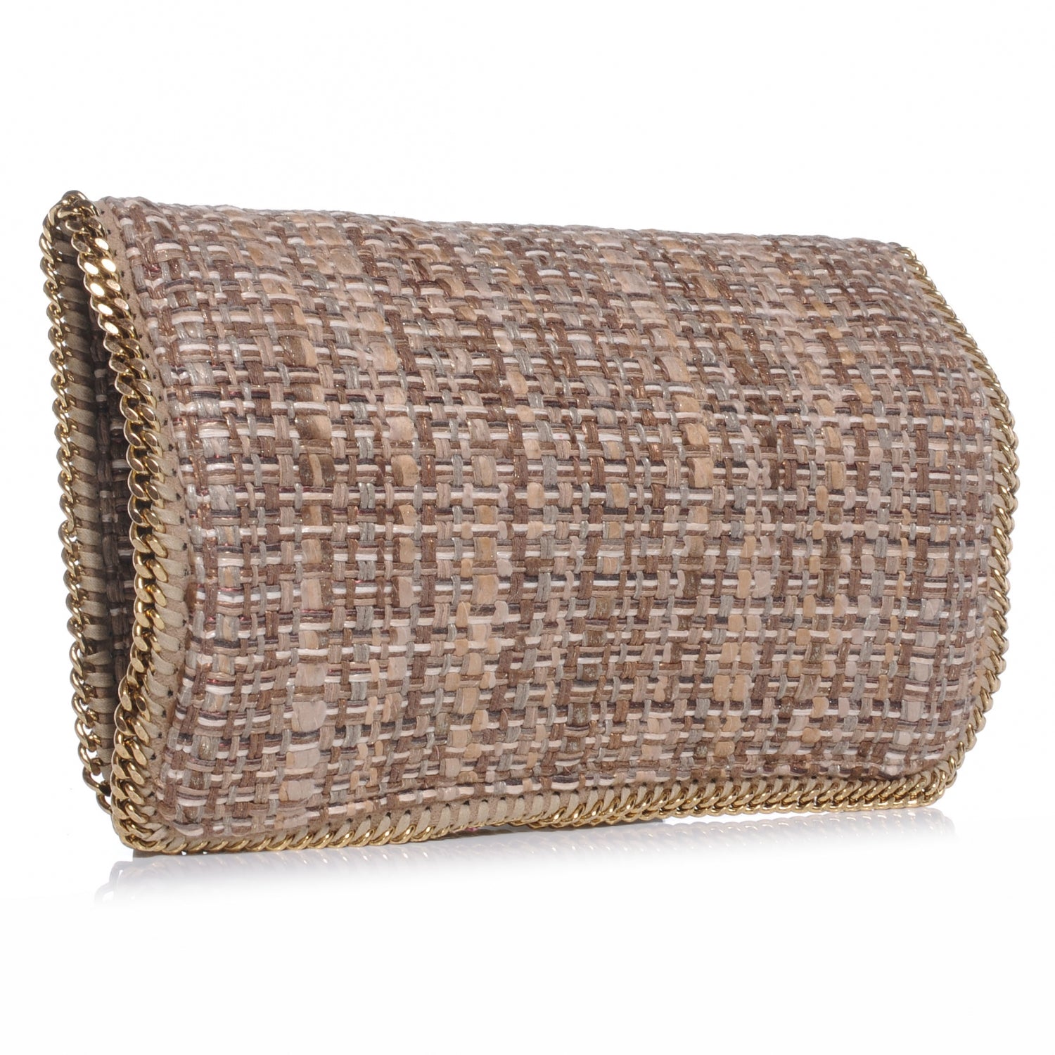 Stella McCartney Woven Boucle Fold Over Falabella Clutch Metallic 3 of 8