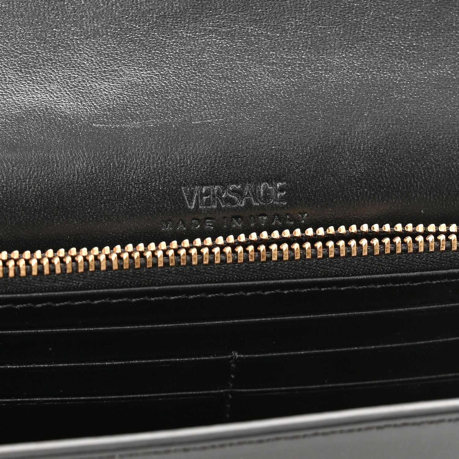 Versace Calfskin Greca Goddess Wallet On Chain Black 6 of 9