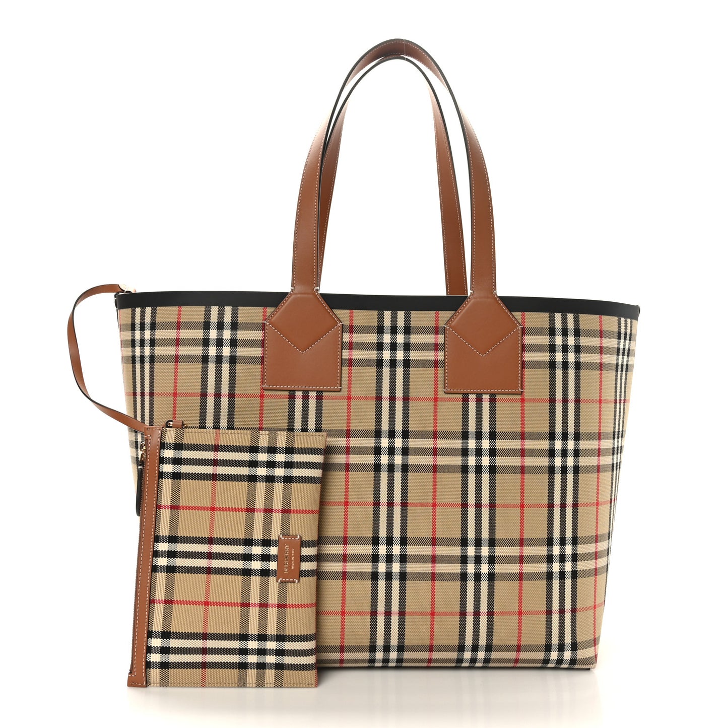 Cotton Vintage Check Medium London Tote Bag Briar Brown Black
