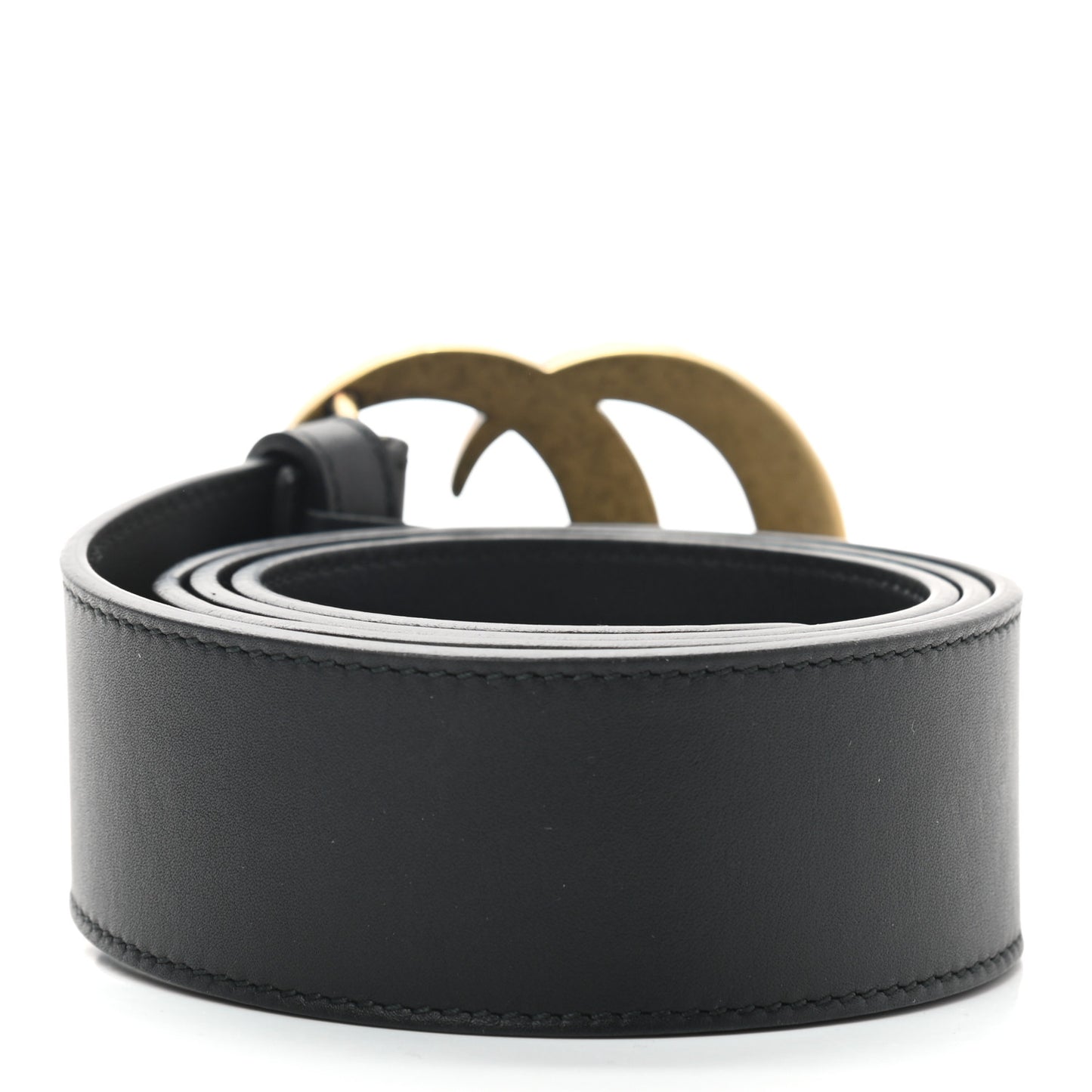 Moon Calfskin Pearl Double G 40mm Belt 85 34 Black Cream