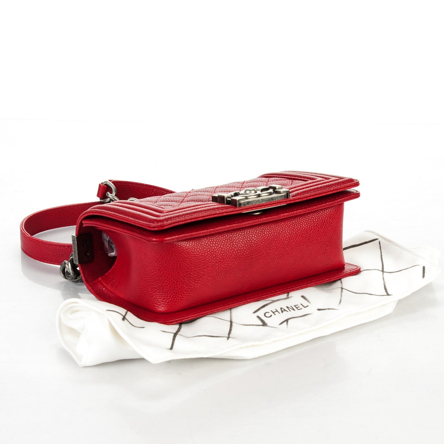 Caviar Quilted Small Boy Flap Bag Dark Red