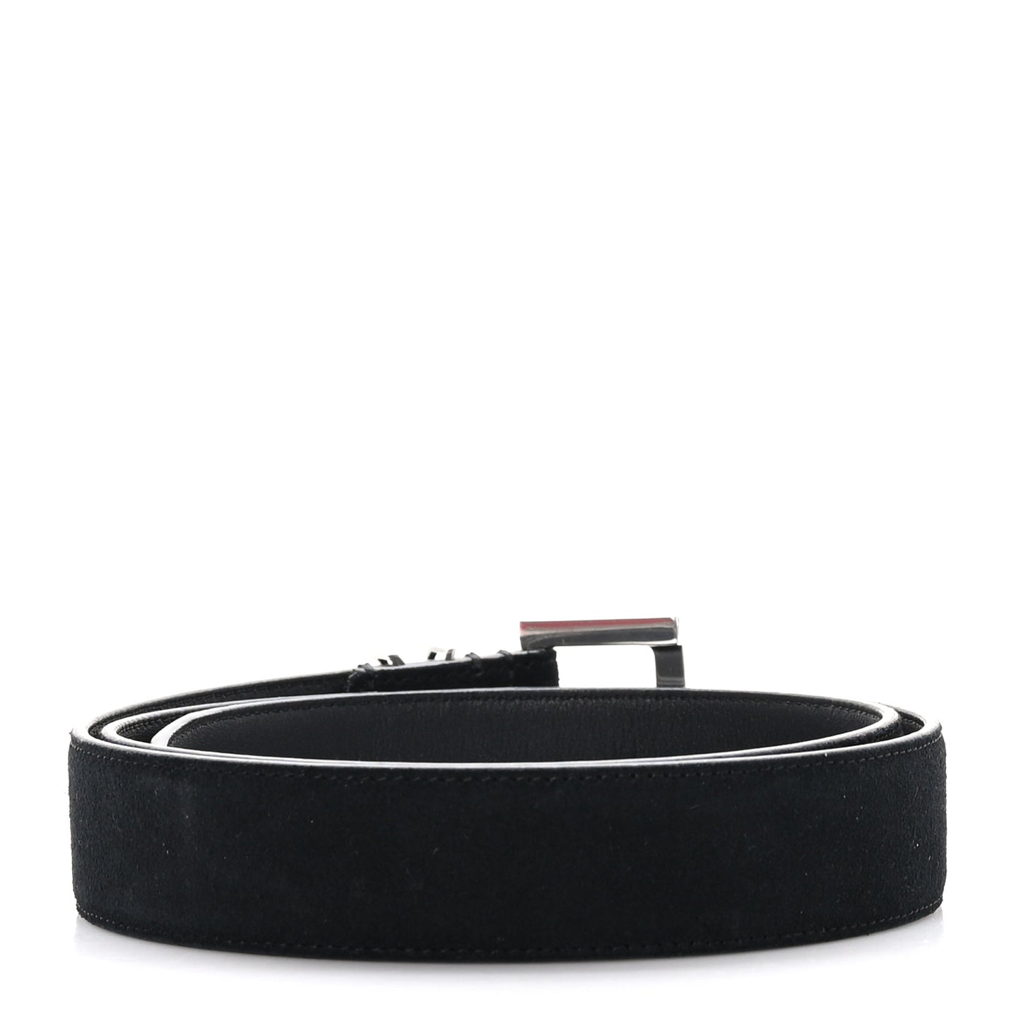Suede Monogram Square Buckle Belt 85 34 Black