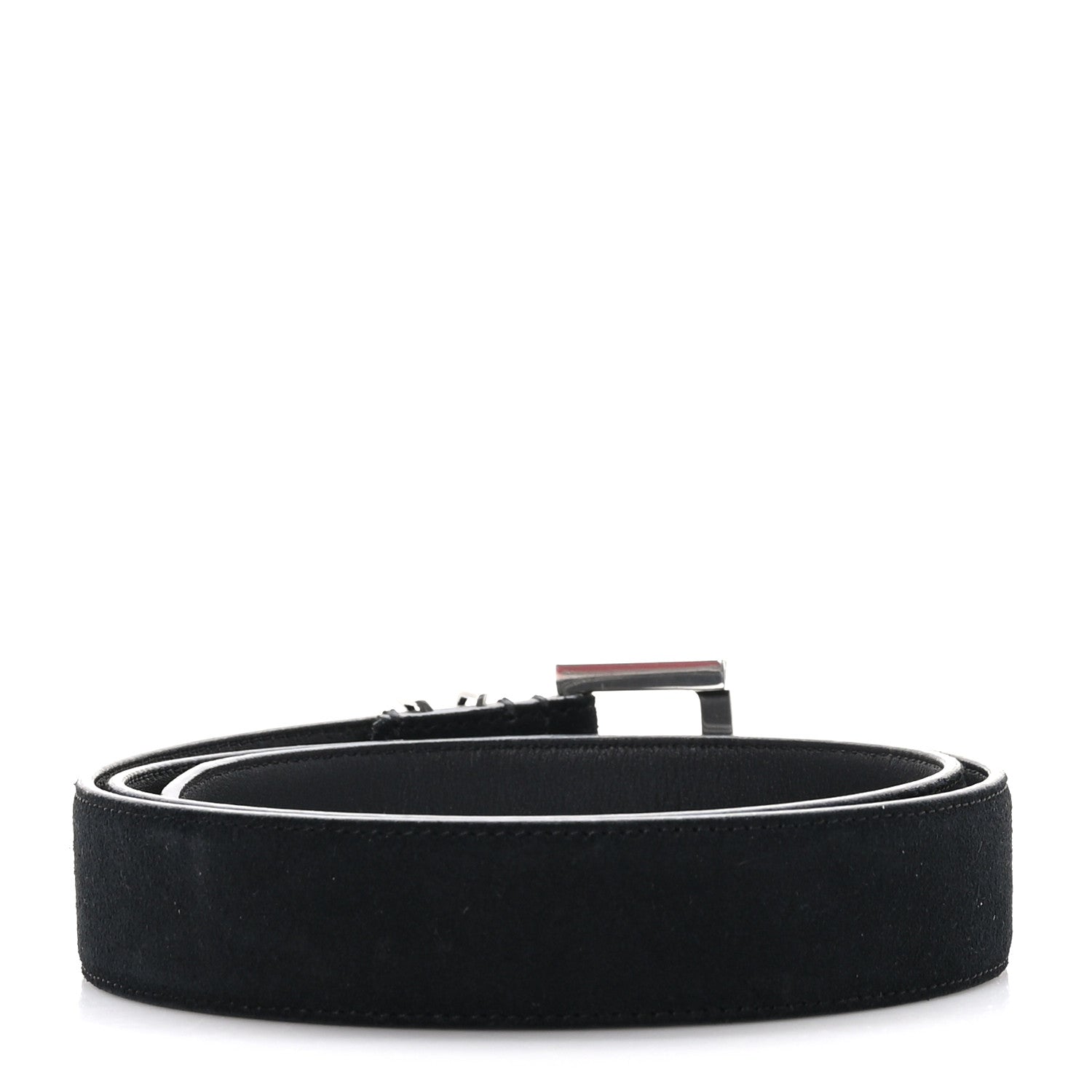 Saint Laurent Suede Monogram Square Buckle Belt 85 34 Black 2 of 5