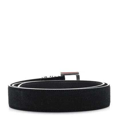 Saint Laurent Suede Monogram Square Buckle Belt 85 34 Black 2 of 5