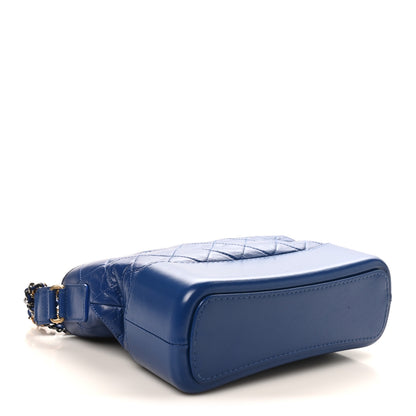 Chanel Aged Calfskin Quilted Medium Gabrielle Logo Hobo Blue 4 of 10