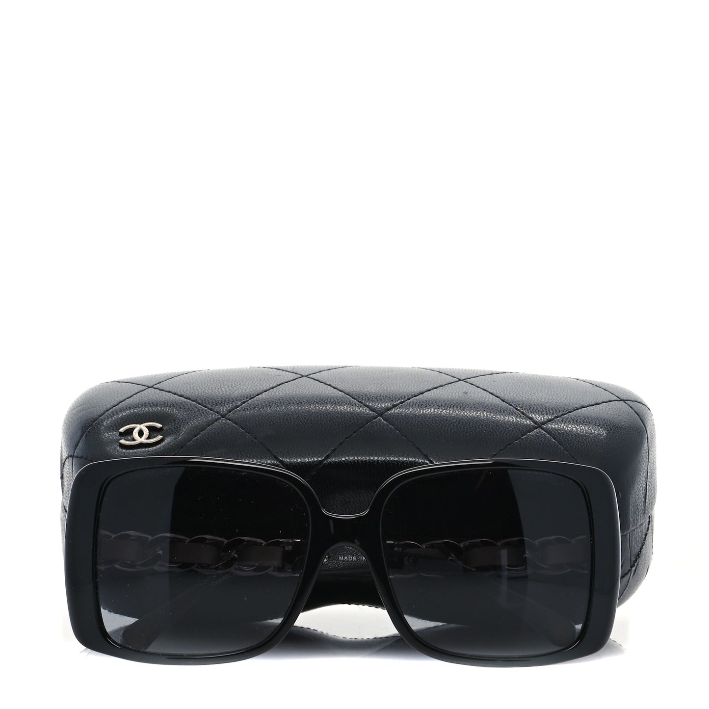 Acetate Chain Sunglasses 5208-Q Black