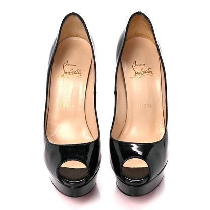 Christian Louboutin Patent Lady Peep 150 Pumps 37.5 Black 2 of 9