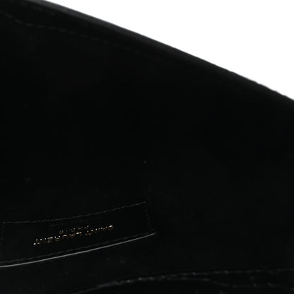 Saint Laurent Calfskin Crocodile Embossed Uptown Monogram Pouch Black 5 of 7