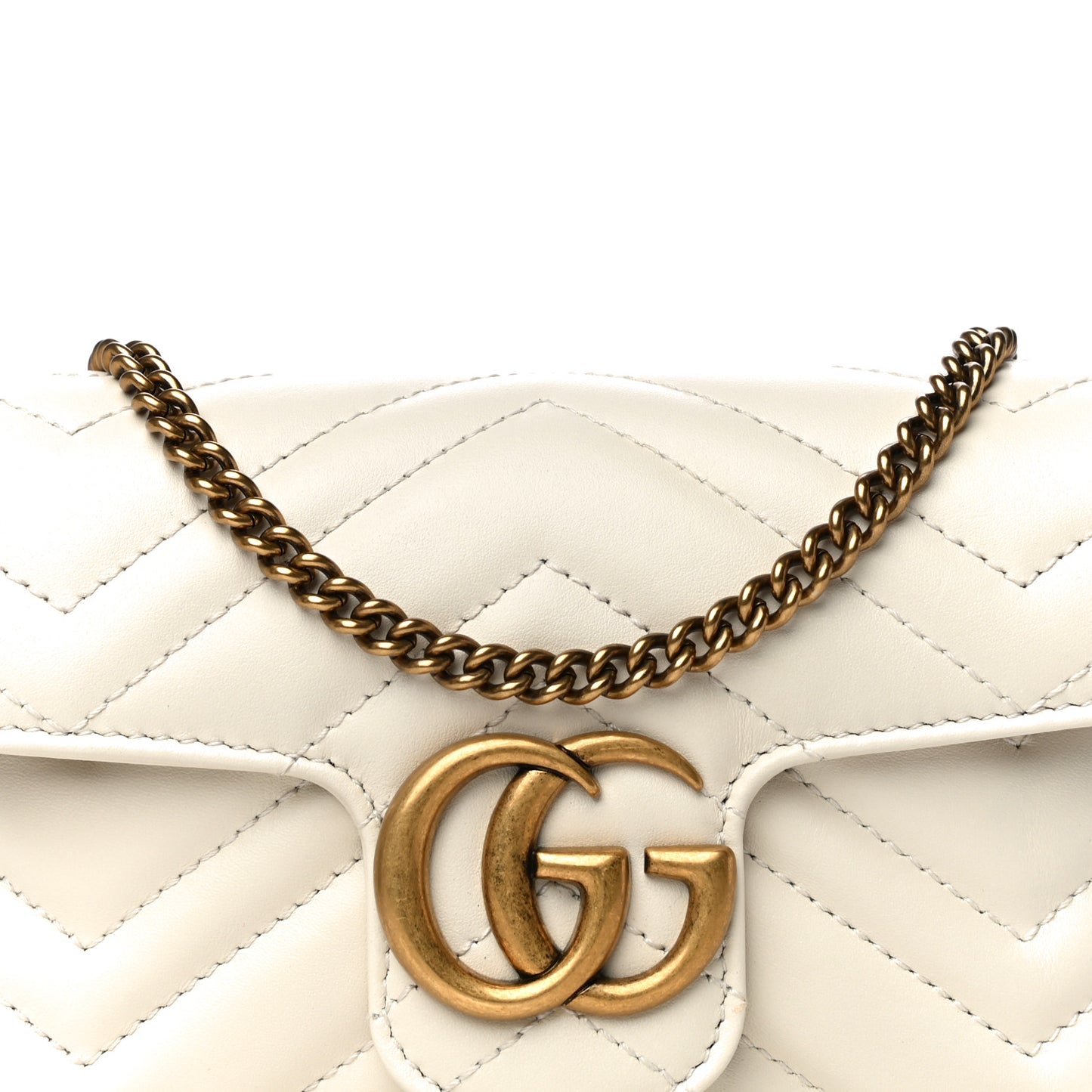 Calfskin Matelasse Super Mini GG Marmont Shoulder Bag White