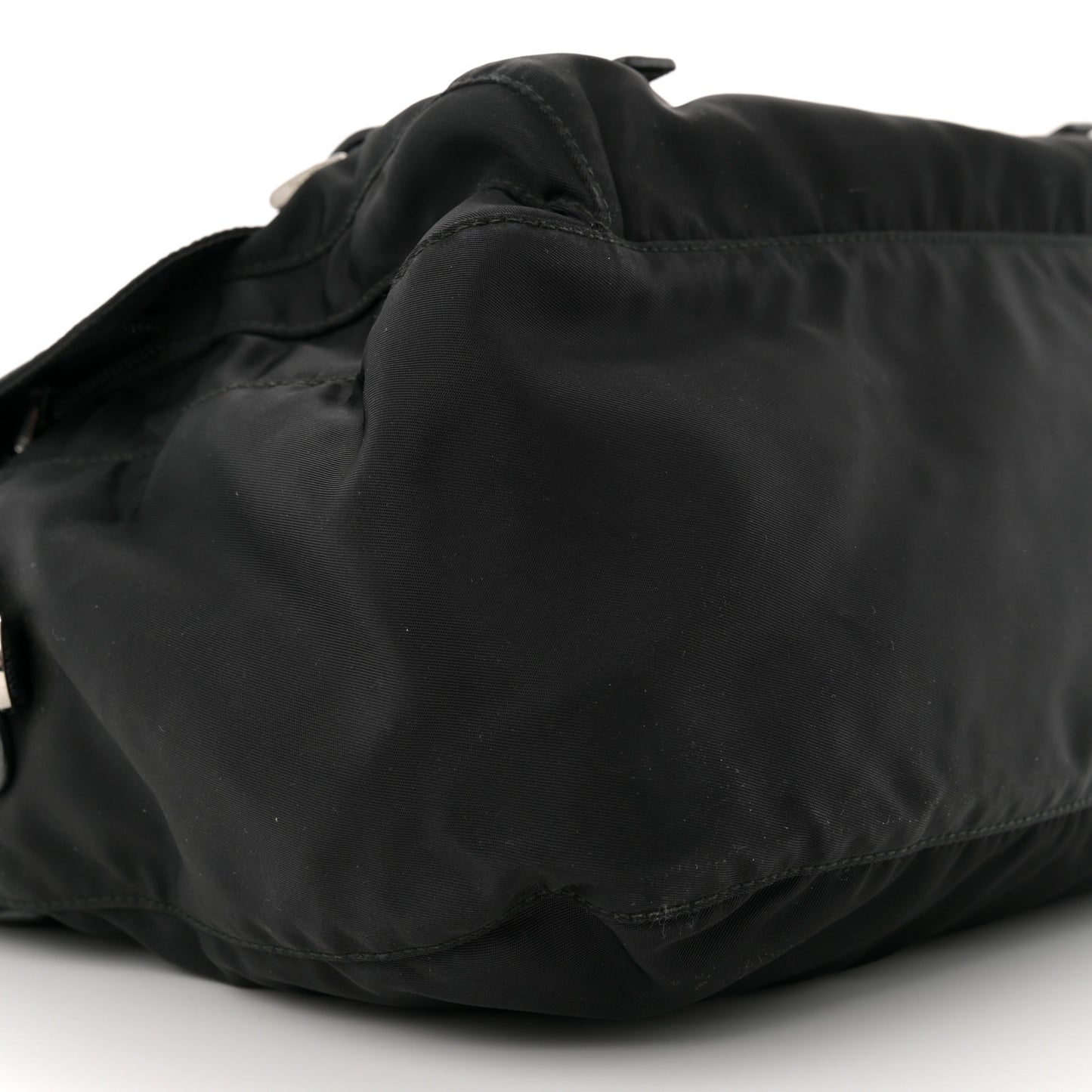 Tessuto Nylon Saffiano Double Buckle Messenger Shoulder Bag Black