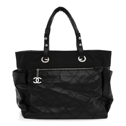 Chanel Coated Canvas Quilted Large Paris Biarritz Tote Black 1 of 17
