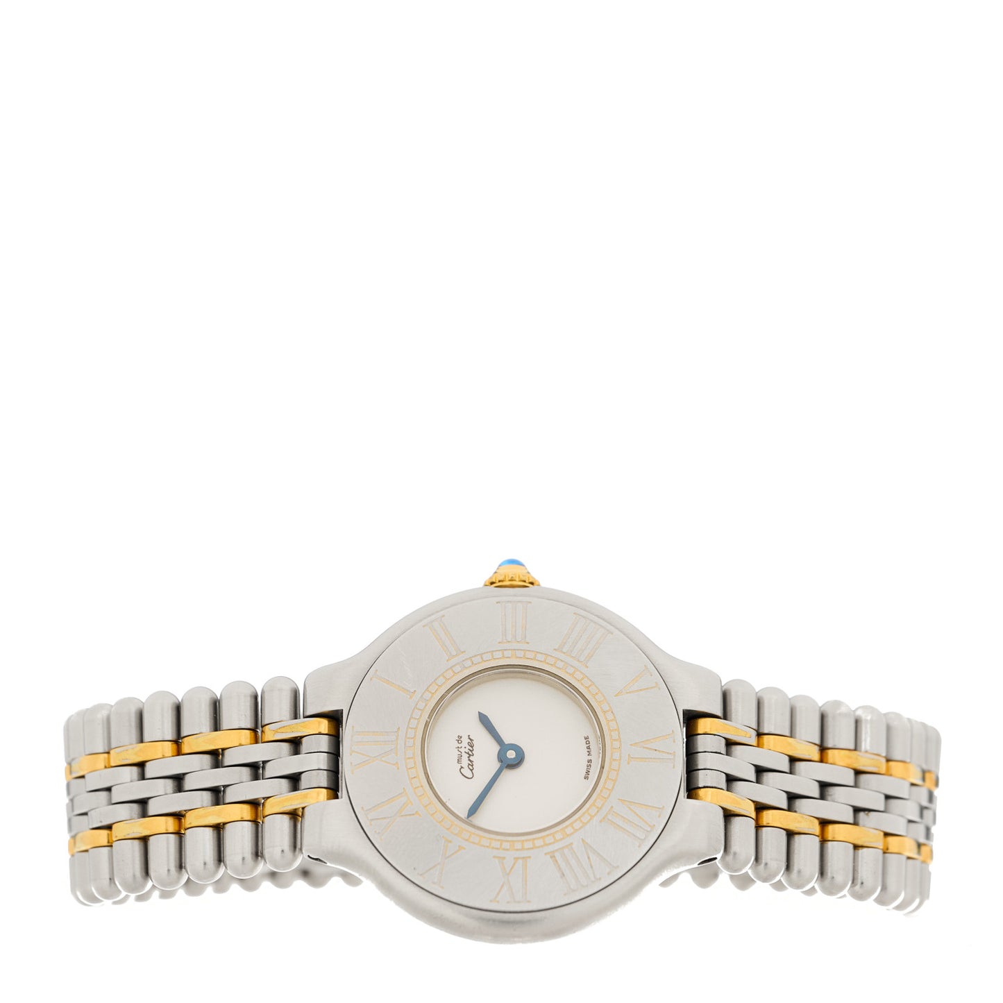 Stainless Steel 18K Yellow Gold 28mm Must De 21 Bullet Link Quartz Watch