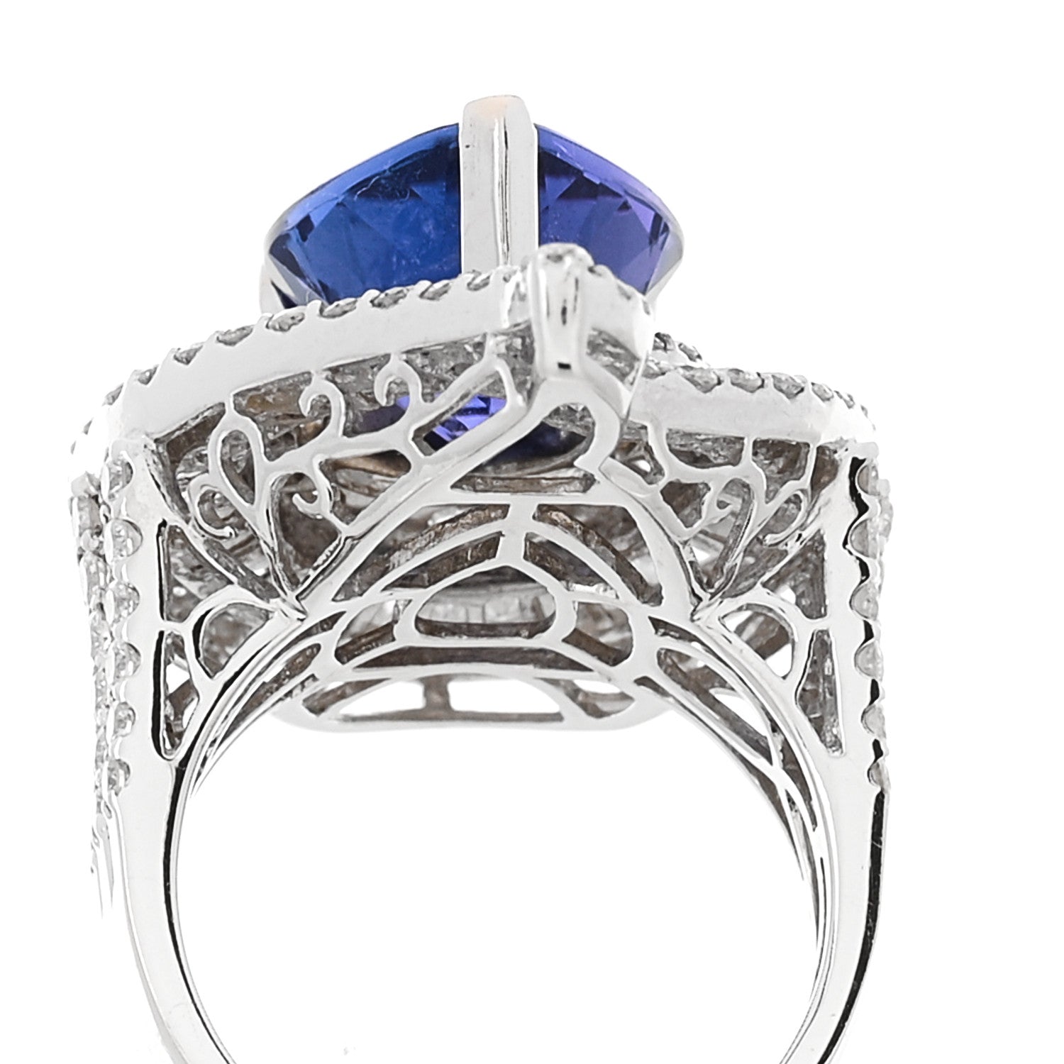 Parker & West by FASHIONPHILE 18K White Gold Diamond Tanzanite 3.64ctw Pear Cut Cocktail Ring 54 6.75 8 of 9