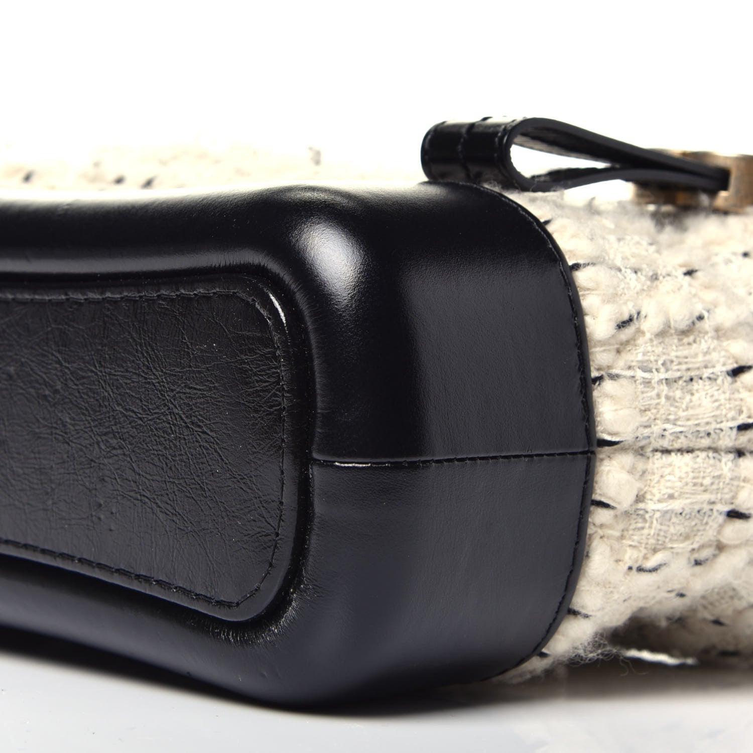 Chanel Tweed Calfskin Quilted Small Gabrielle Hobo Ivory Black 9 of 9