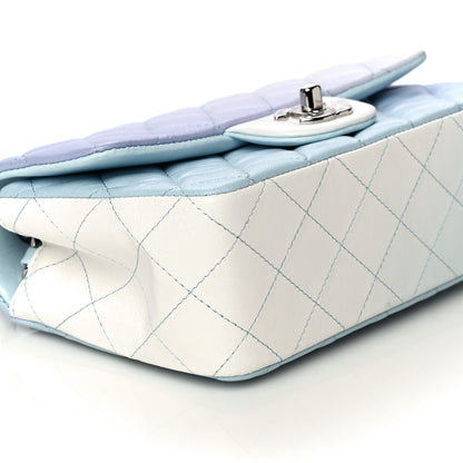 Chanel Perforated Lambskin Quilted Mini Rectangular Flap Light Blue Light Purple White 9 of 11