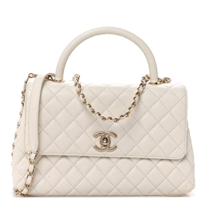 Chanel Caviar Quilted Small Coco Handle Flap White 1 of 11