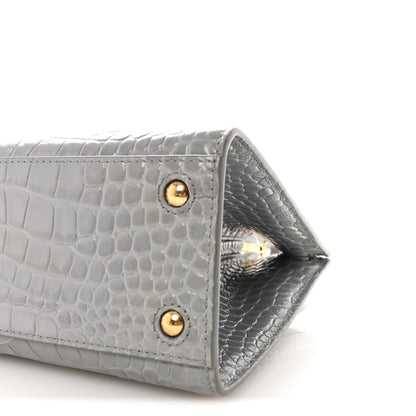 Burberry Crocodile Embossed Calfskin Mini Frances Tote Cloud Grey 9 of 9