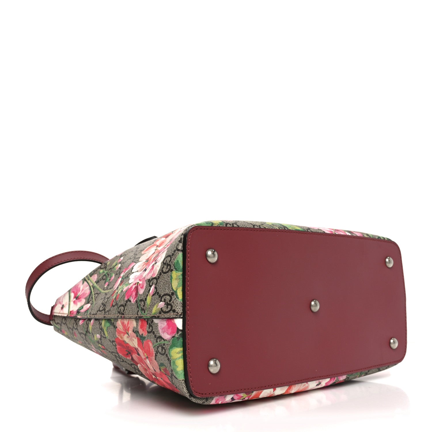 Gucci GG Supreme Monogram Blooms Linea A Foldover Tote Beige Multicolor Dry Rose 4 of 10