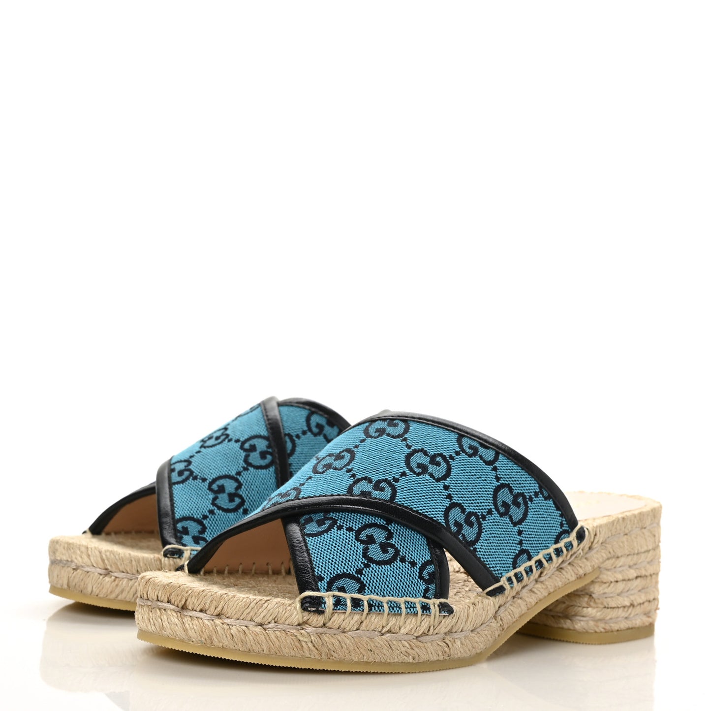 Monogram Multicolor Criss Cross Espadrille Sandals 35.5 Light Blue