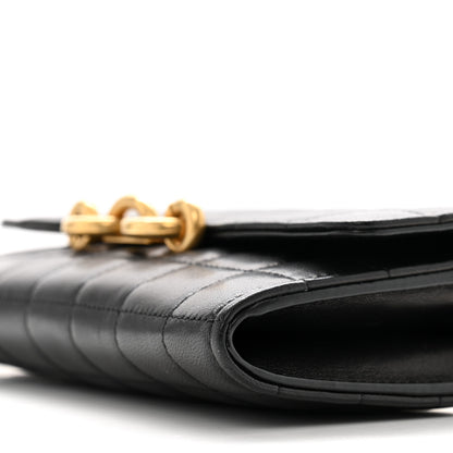 Saint Laurent Lambskin Carre Quilted Le Maillon Wallet On Chain Black 9 of 11
